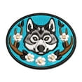 thumbnail image 1 of Regal Floral Wreath Wolf Wolves Head with Flower Antlers Applique Multi-Color Embroidered Hook & Loop Patch - 3 Inch Medium, 1 of 5