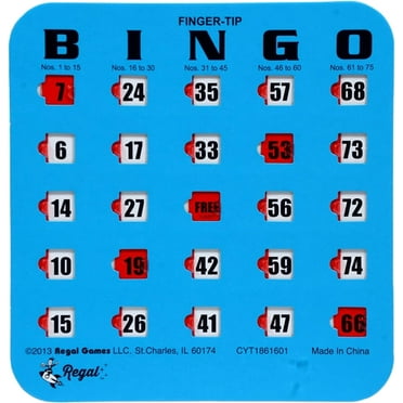 Regal Games, Blue Fingertip Shutter Slide Bingo Cards for Kids and Adults, 200 Pack