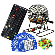 Regal Games Deluxe Bingo Cage Game Set - 8-Inch Metal Cage with Plastic Masterboard, 75 Multi-color Bingo Balls, 18 Bingo Cards and Bingo Chips