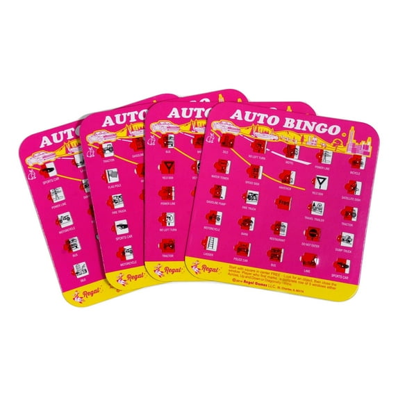 Regal Games, Original Travel Bingo Set, for Road Trips & Travels, Pink, 4 Packs
