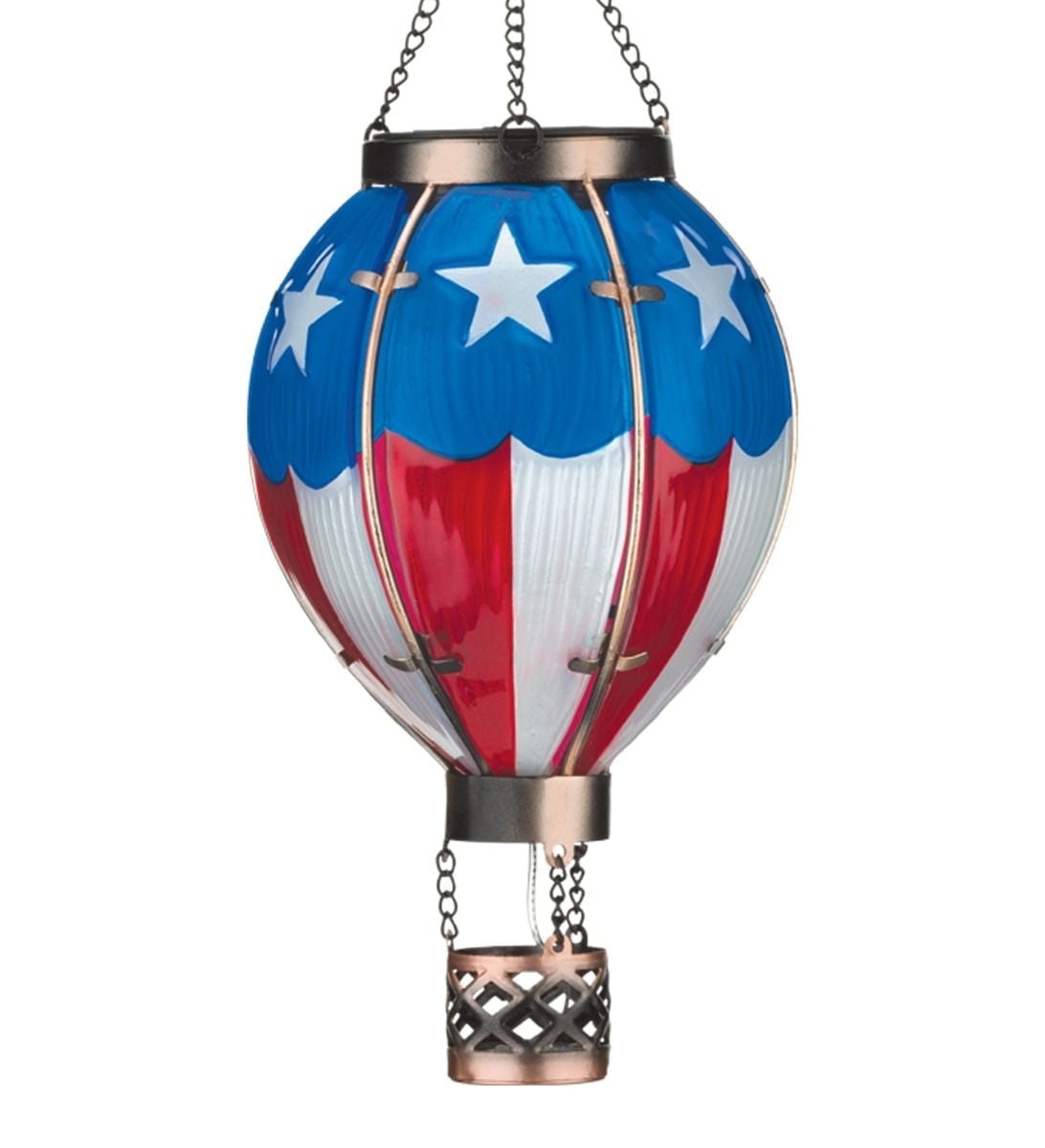 15'' Multi-Colored Glass Solar Powered Hanging Lantern