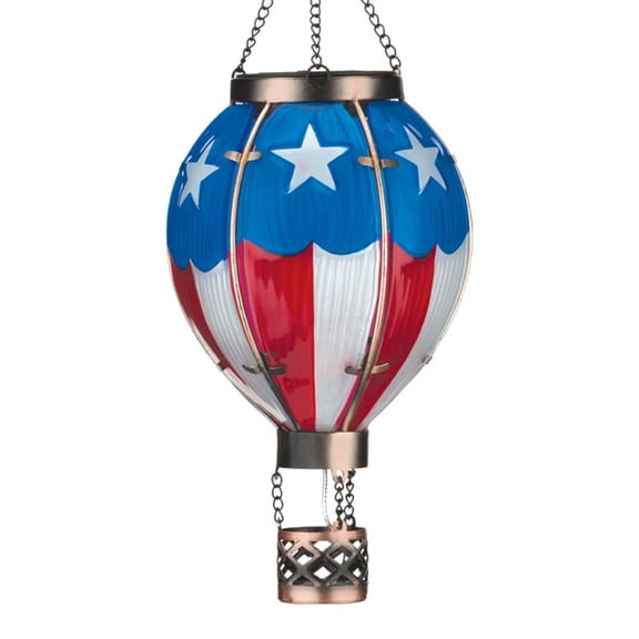 Regal Art & Gift Hot Air Balloon Solar Lantern SM - Americana Metal 15" Light Led