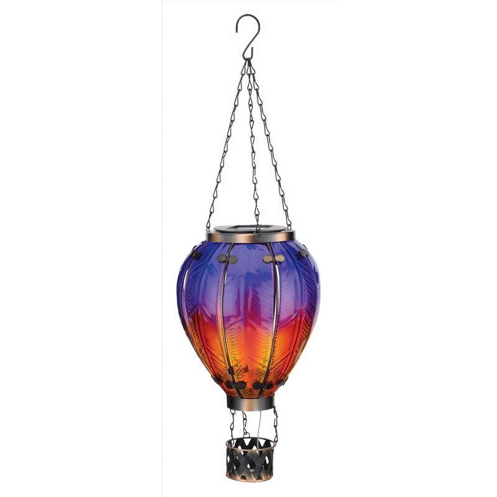 Hand-Painted Multicolor Glass Hanging Solar Lantern