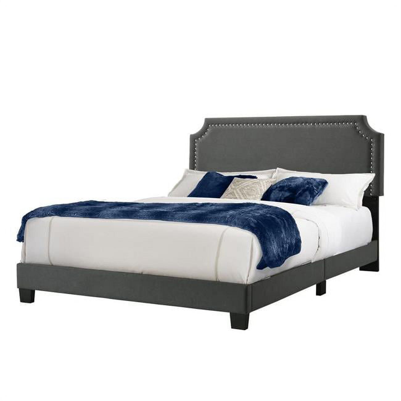 Regal Gray Velvet Upholstered Bed Full