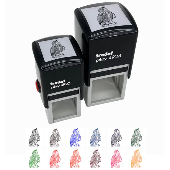 Regal Great Horned Owl Self-Inking Rubber Stamp Ink Stamper - Black Ink - Small 1 Inch