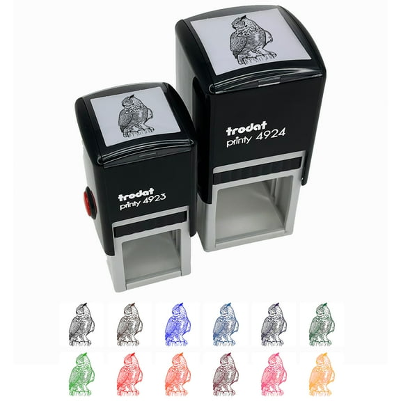 Regal Great Horned Owl Self-Inking Rubber Stamp Ink Stamper - Yellow Ink - Small 1 Inch