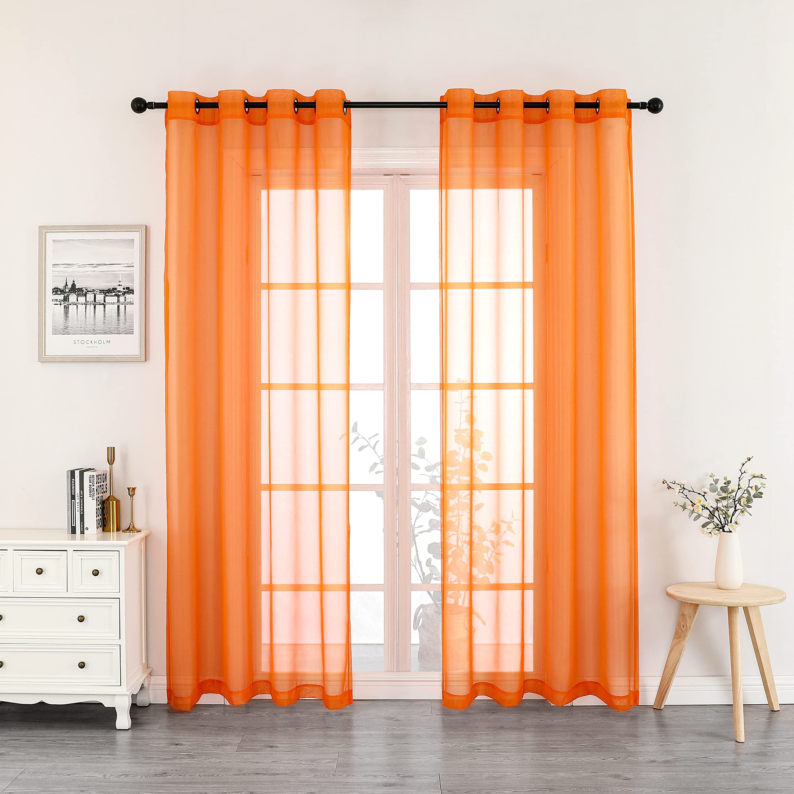 Regal Home 84 Inch Length Grommet Voile Sheer Window Curtains, 2 Panels