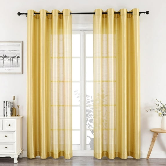 Regal Home 84" Long Light Filtering Grommet Window Curtain Panel Set of 2, Gold