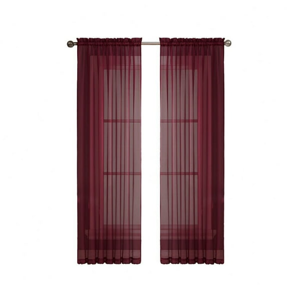 Regal Home Burgundy Sheer Voile Curtains, 54” x 84” (2 Panels)