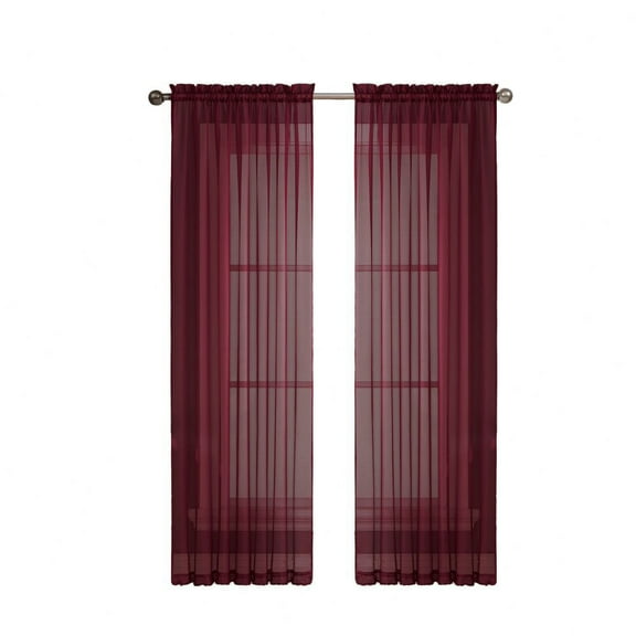 Regal Home Burgundy Sheer Voile Curtains, 54 x 84 (2 Panels)