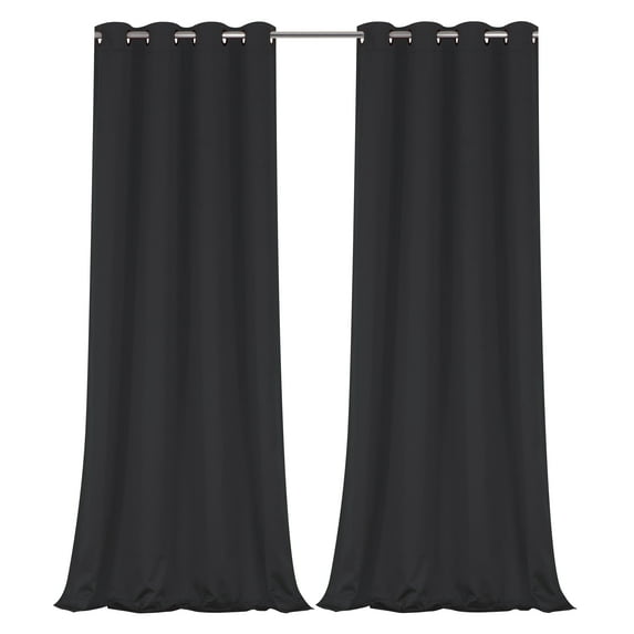 Regal Home Collections 100% Blackout Thermal Hotel Grommet Top Curtain Panel Pair - Black, 63in. Long