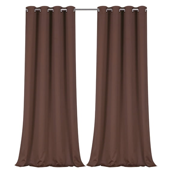Regal Home Collections 100% Blackout Thermal Hotel Grommet Top Curtain Panel Pair - Brown, 63 in. Long