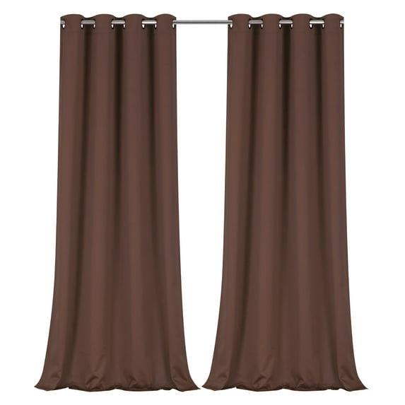 Regal Home Collections 100% Blackout Thermal Hotel Grommet Top Curtain Panel Pair - Brown, 63 in. Long