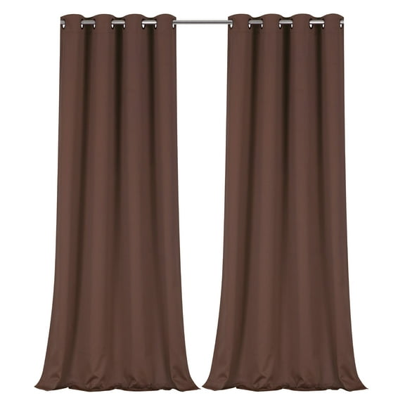 Regal Home Collections 100% Blackout Thermal Hotel Grommet Top Curtain Panel Pair - Brown, 95 in. Long
