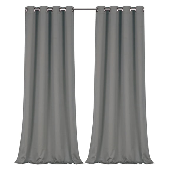 Regal Home Collections 100% Blackout Thermal Hotel Grommet Top Curtain Panel Pair - Charcoal, 84 in. Long