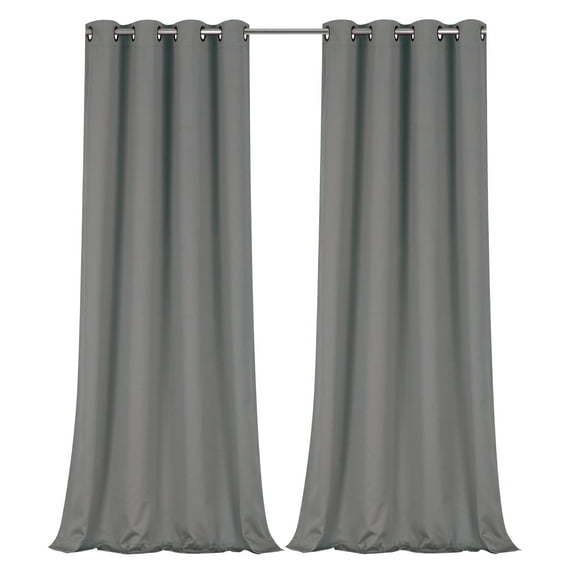 Regal Home Collections 100% Blackout Thermal Hotel Grommet Top Curtain Panel Pair - Gray, 84 in. Long