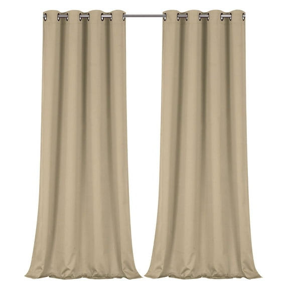 Regal Home Collections 100% Blackout Thermal Hotel Grommet Top Curtain Panel Pair - Linen, 84 in. Long
