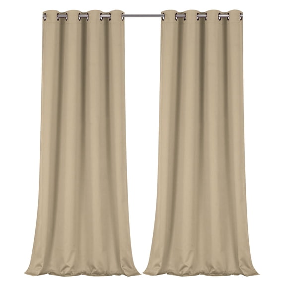 Regal Home Collections 100% Blackout Thermal Hotel Grommet Top Curtain Panel Pair - Linen, 95 in. Long
