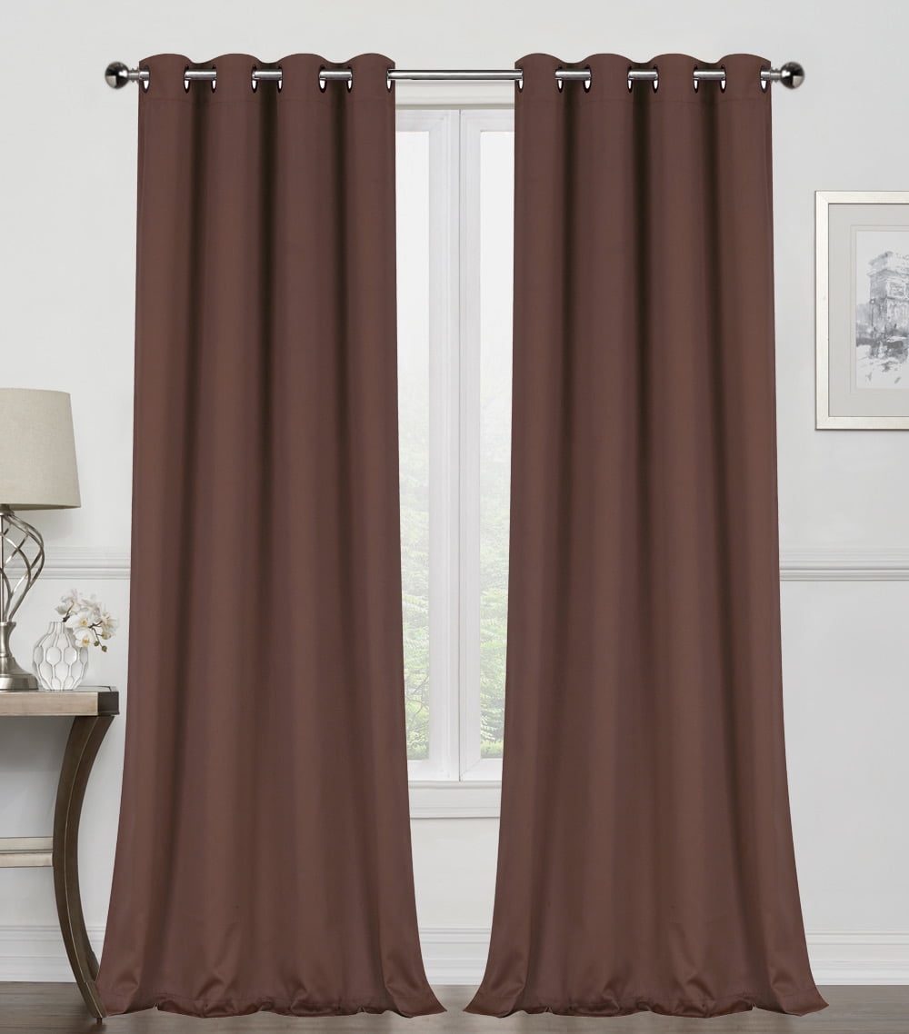 Regal Home Starbust Energy Saving Embroidered Sheer Grommet Top Set of 2 Curtain Panel, Brown | Back to College