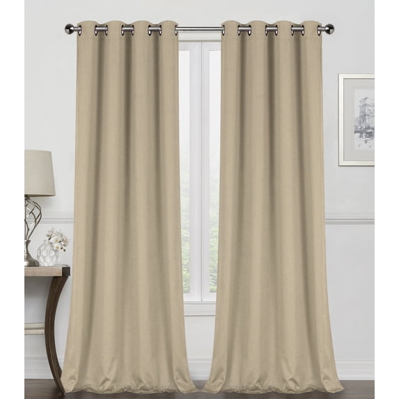 Regal Home Collections 2 Pack 100% Blackout Thermal Energy Saving Grommet Top Curtain Panels - Linen, 45 in. Long