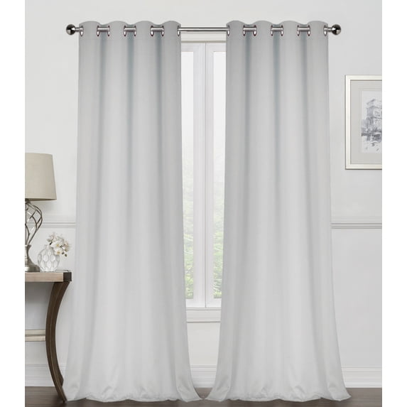 Regal Home Collections 2 Pack 100% Blackout Thermal Energy Saving Grommet Top Curtain Panels - Silver, 63 in. Long