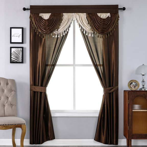 Regal Home Collections 5-Piece Window Curtain Set with Valance and Tiebacks