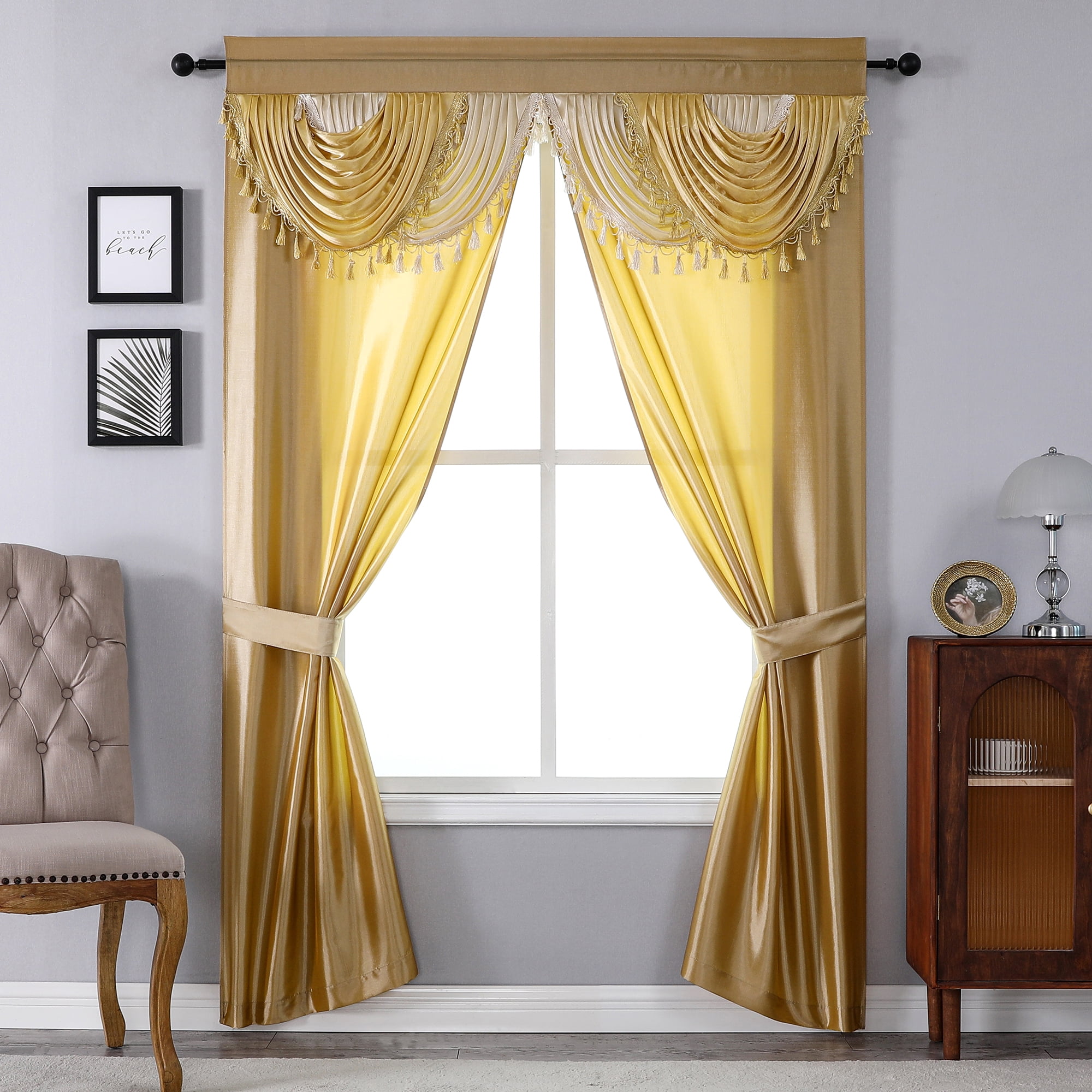 Regal Home Collections 5Piece Window Curtain Set with Valance and Tiebacks