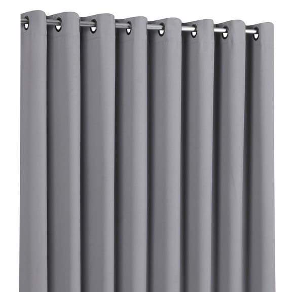 Regal Home Collections Extra Wide 100% Blackout Wall To Wall Grommet Top Hotel Window Curtain - Charcoal