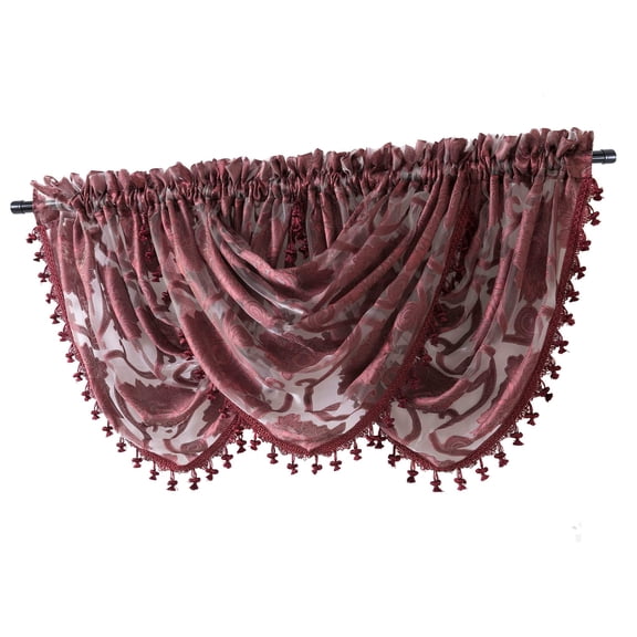 Regal Home Collections Milawi Jacquard Sheer Rod Pocket 2 Curtain Panels, 54"x 84" each, Brick