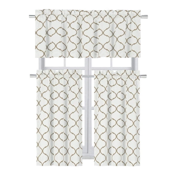 Regal Home Collections Shabby Chic Rod Pocket Trellis Lattice Window Valance - Linen