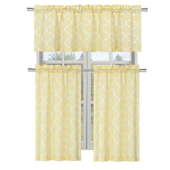 Regal Home Collections Shabby Chic Rod Pocket Trellis Lattice Window Valance - Yellow