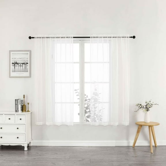 Regal Home Collections Solid Lightweight Voile Sheer Curtains - Rod Pocket Curtains - Sheer Window Curtain Panels for Living Room, Bedroom - Sheer Drapes 52in W x 63in L - 2 Panels, Beige