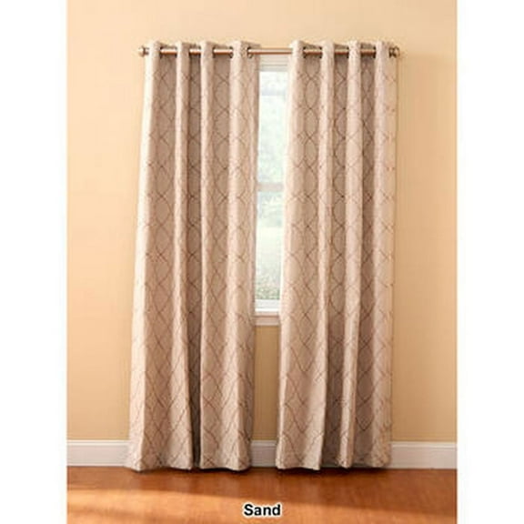 Regal Home Lakewood Embroidery Blackout Grommet Panel, Sand, 63 x 50