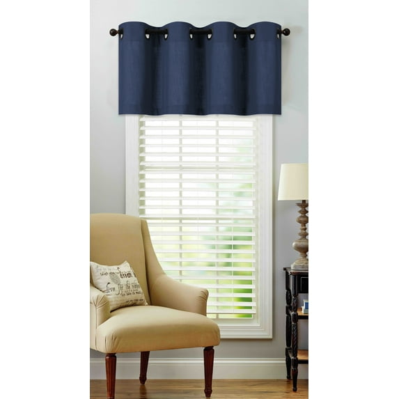 Regal Home Modern Decor Navy Solid Print Rod Pocket Light Filtering Window Valances, 50” x 18”
