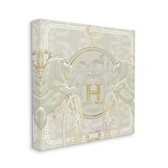Regal Horses Glam Fashion Brand White Gold Beauty & Fashion Gallery-Wrapped Canvas Print Wall Art, 17x17