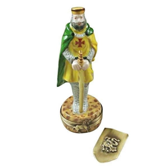 King with Sword and Removable Shield Limoges Box Collectible Limoges Box Porcelain Figurine