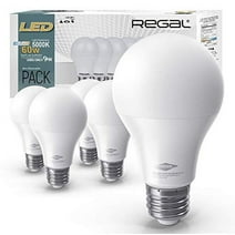 Regal LED A19 Light Bulb 5000K Daylight 800-Lumen, 9-Watt (60-Watt Equivalent), E26 Base, 5000 Kelvin, Day Light, 5-Pack, Non-Dimmable