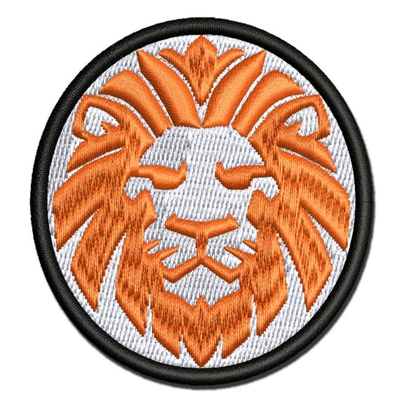 Regal Lion Head Applique Multi-Color Embroidered Hook & Loop Patch - 3 Inch Medium