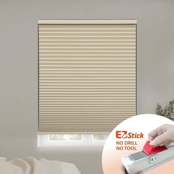Regal Living Alabaster EZ Stick No Drill Blackout 1.5" Cellular Shade - 27.5" W x 72" L