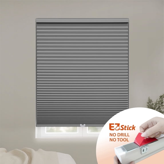 Regal Living Anchor Gray EZ Stick No Drill Blackout 1.5" Cellular Shade - 20.5" W x 72" L