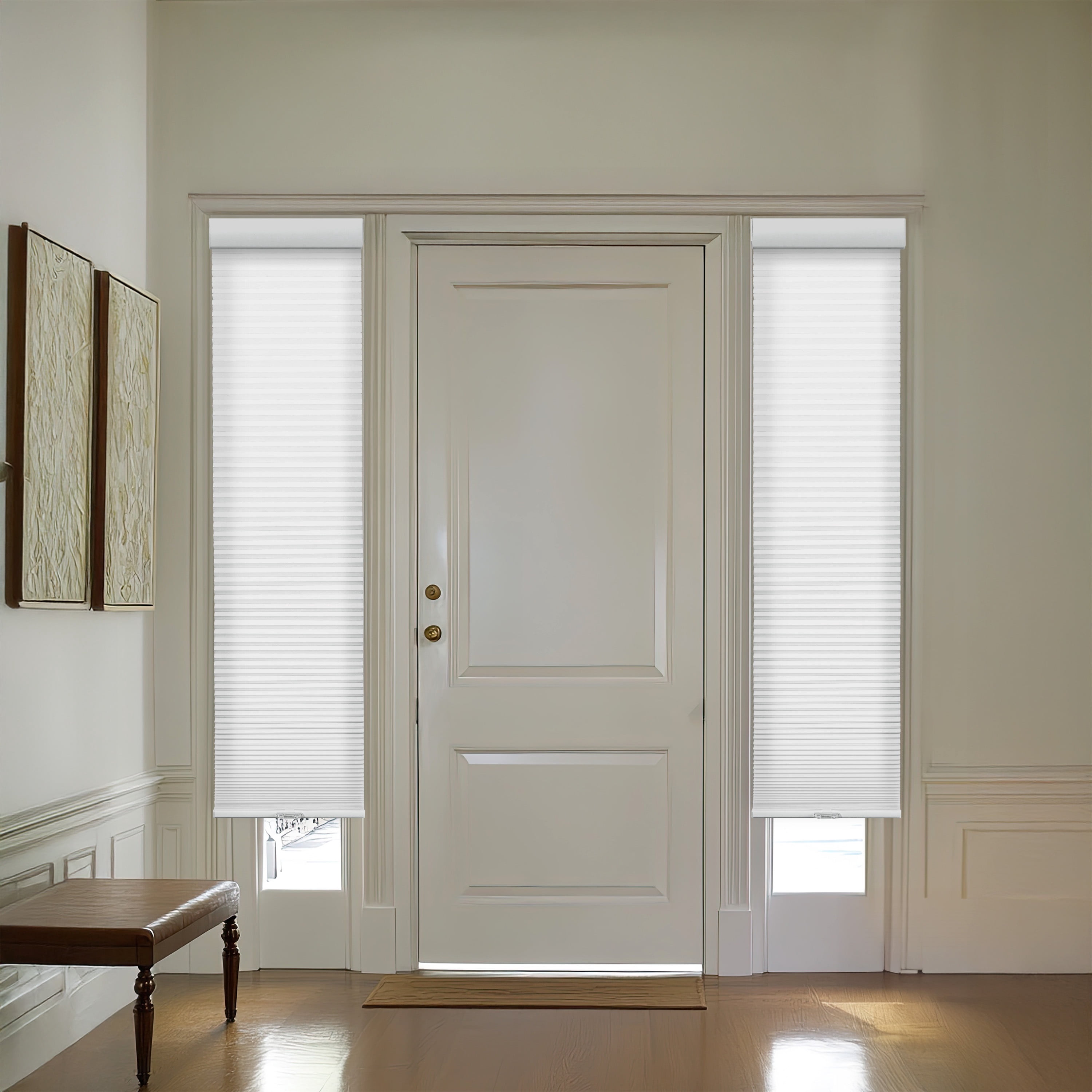 Regal Living Cordless 1.5" Light Filtering Cellular Sidelight Shade, White - 12 in. W x 72 in. L