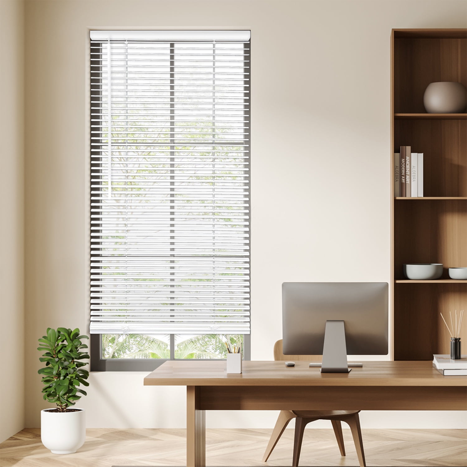 Regal Living, Cordless 1 inch Eco Mini Blinds, Light Filtering, White, 48W x 64L