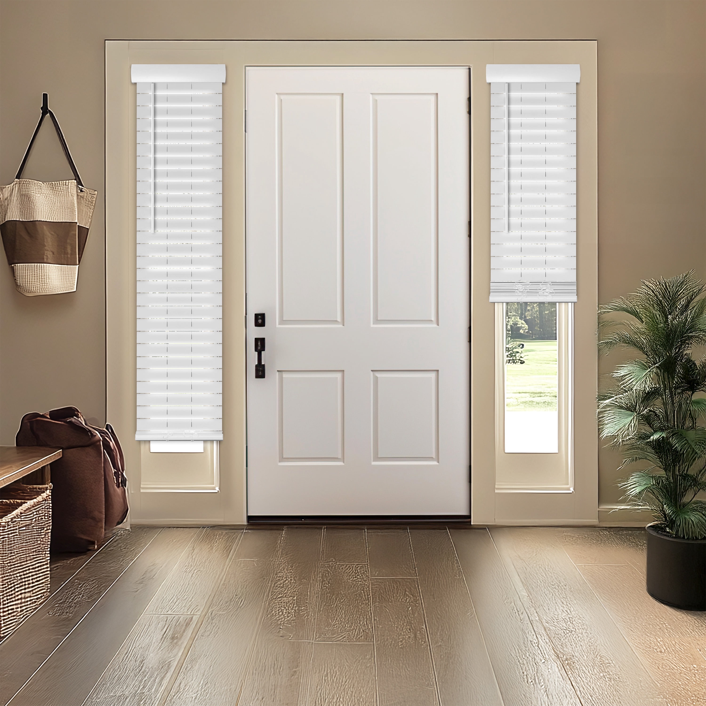 Regal Living Smooth White Cordless 2" Faux Wood Room Darkening Window Sidelight Blind - 9.25 in. x 72 in.