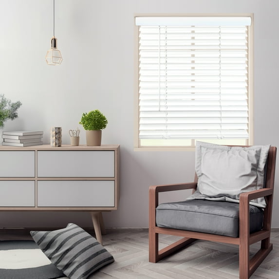 Regal Living Cordless 2-inch Room Darkening Faux Wood Blind, Smooth White, 43" x 48"