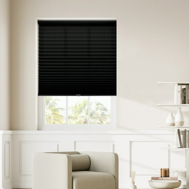 Regal Living Cordless Light Filtering Polyester Pleated Shades, Black - 70 in. W x 48 in. L