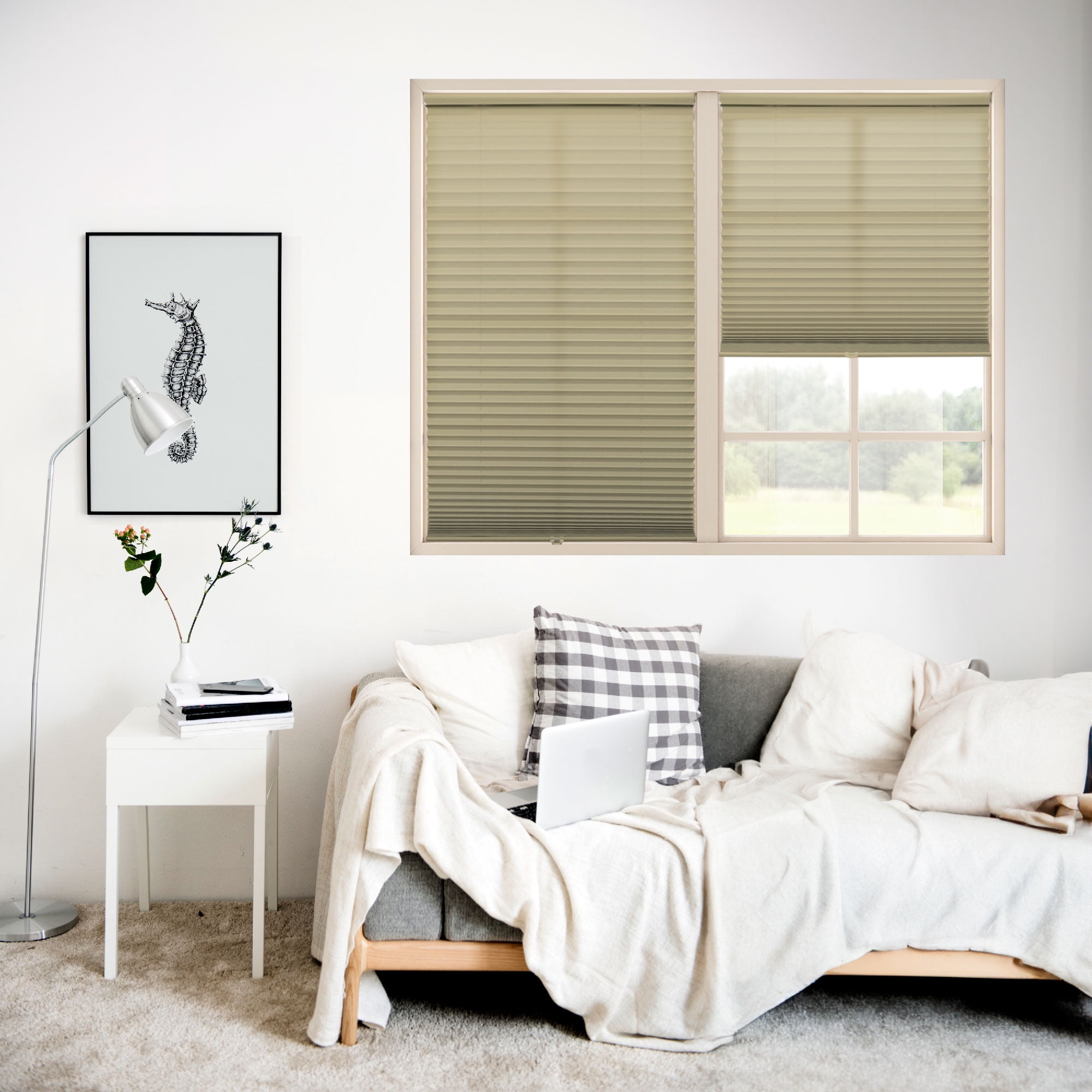 Regal Living Cordless Light Filtering Polyester Pleated Shades, Camel - 65 in. W x 48 in. L