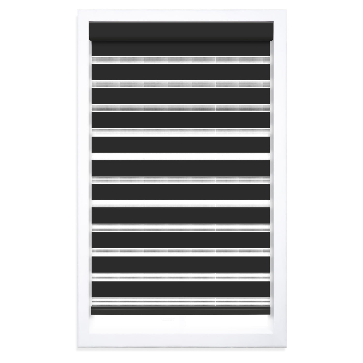 Regal Living Cordless Light Filtering Zebra Polyester Roller Shades, Black - 48" W x 72" L