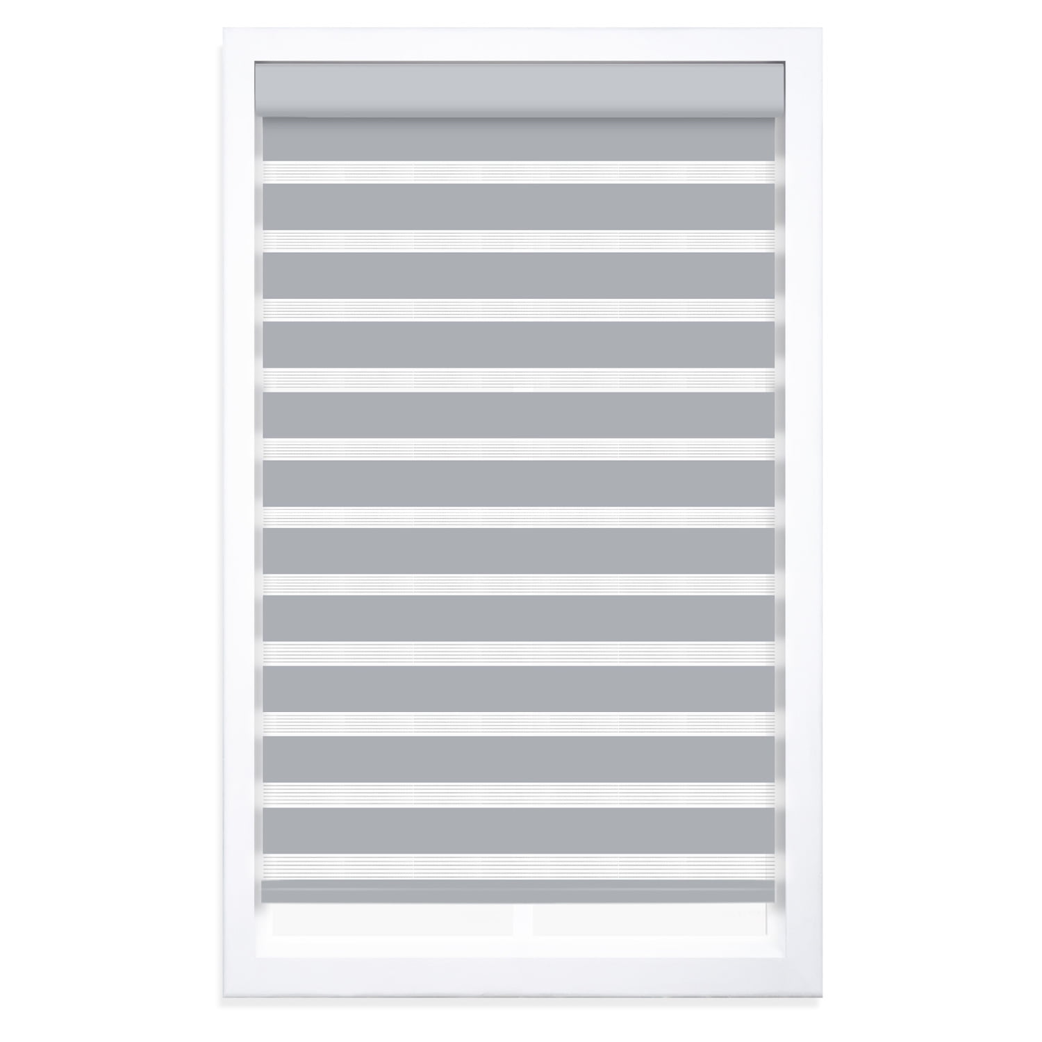 Regal Living Cordless Light Filtering Zebra Polyester Roller Shades, Gray - 27" W x 72" L