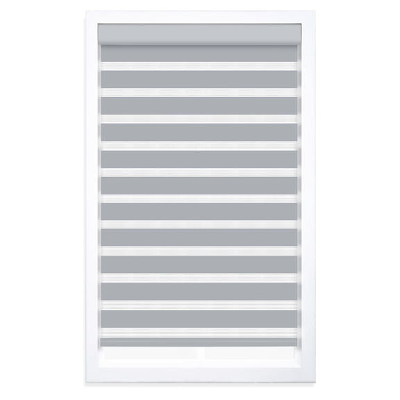 Regal Living Cordless Light Filtering Zebra Polyester Roller Shades, Gray - 60" W x 72" L