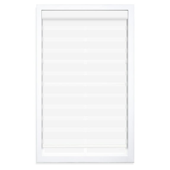 Regal Living Cordless Light Filtering Zebra Polyester Roller Shades, White - 24" W x 72" L